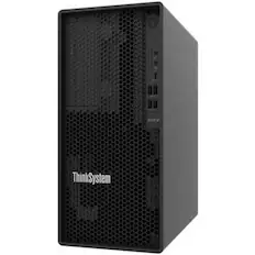 Front. Lenovo - Lenovo ThinkSystem ST45 V3 4464P 32GB Tower Server - AMD EPYC 4464P Processor Dodeca-core - Up to 64GB (TruDDR5) Memory - Black.