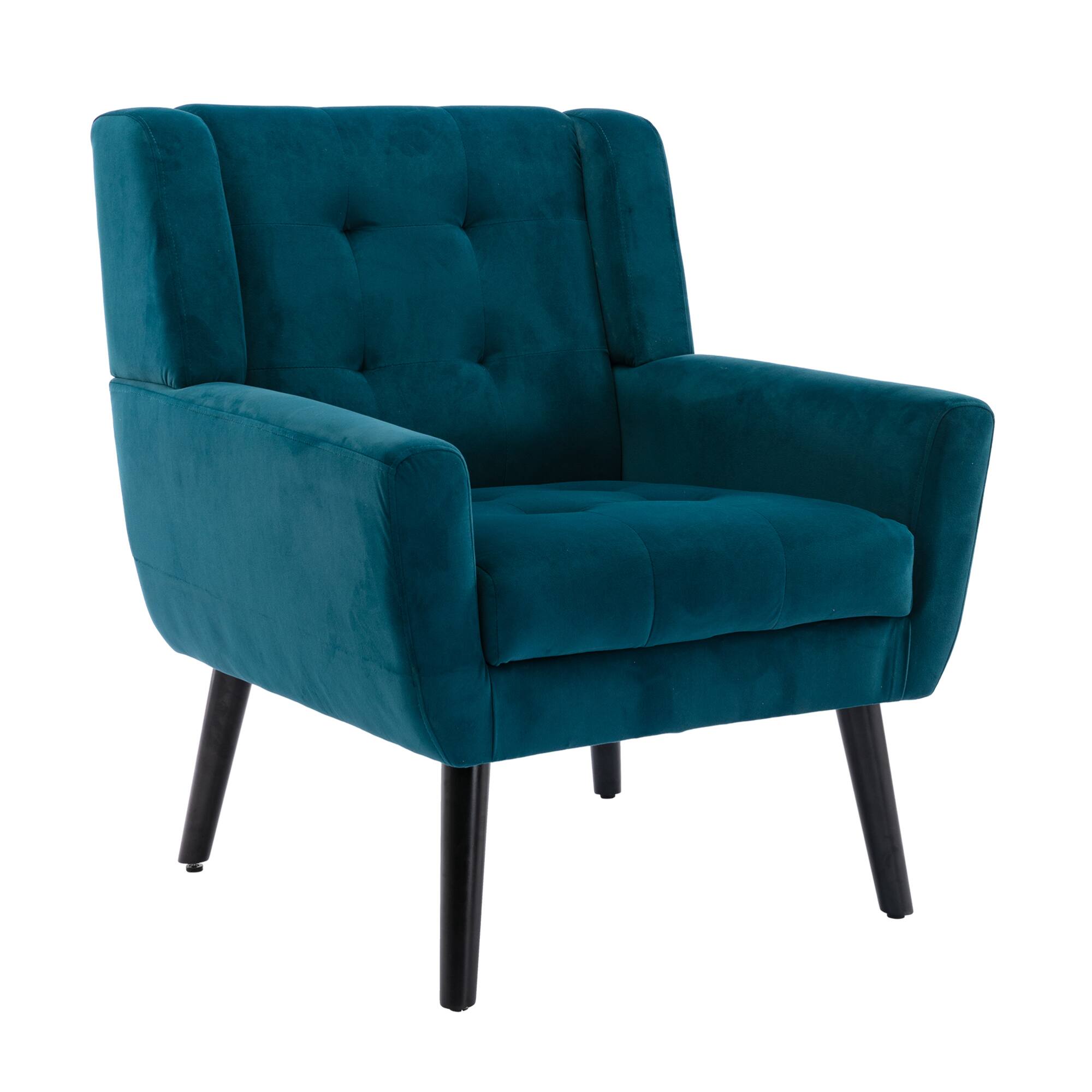 Alt View 7. GOODSILO - Luxury Velvet Upholstered Accent Chair with Ergonomic Design for Living Room and Bedroom Comfort - Teal.