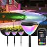 Linkind - Smart Solar Pathway Lights Outdoor, APP Control, Solar & Wired Charging, Color Changing, 4 Pack - Multicolor