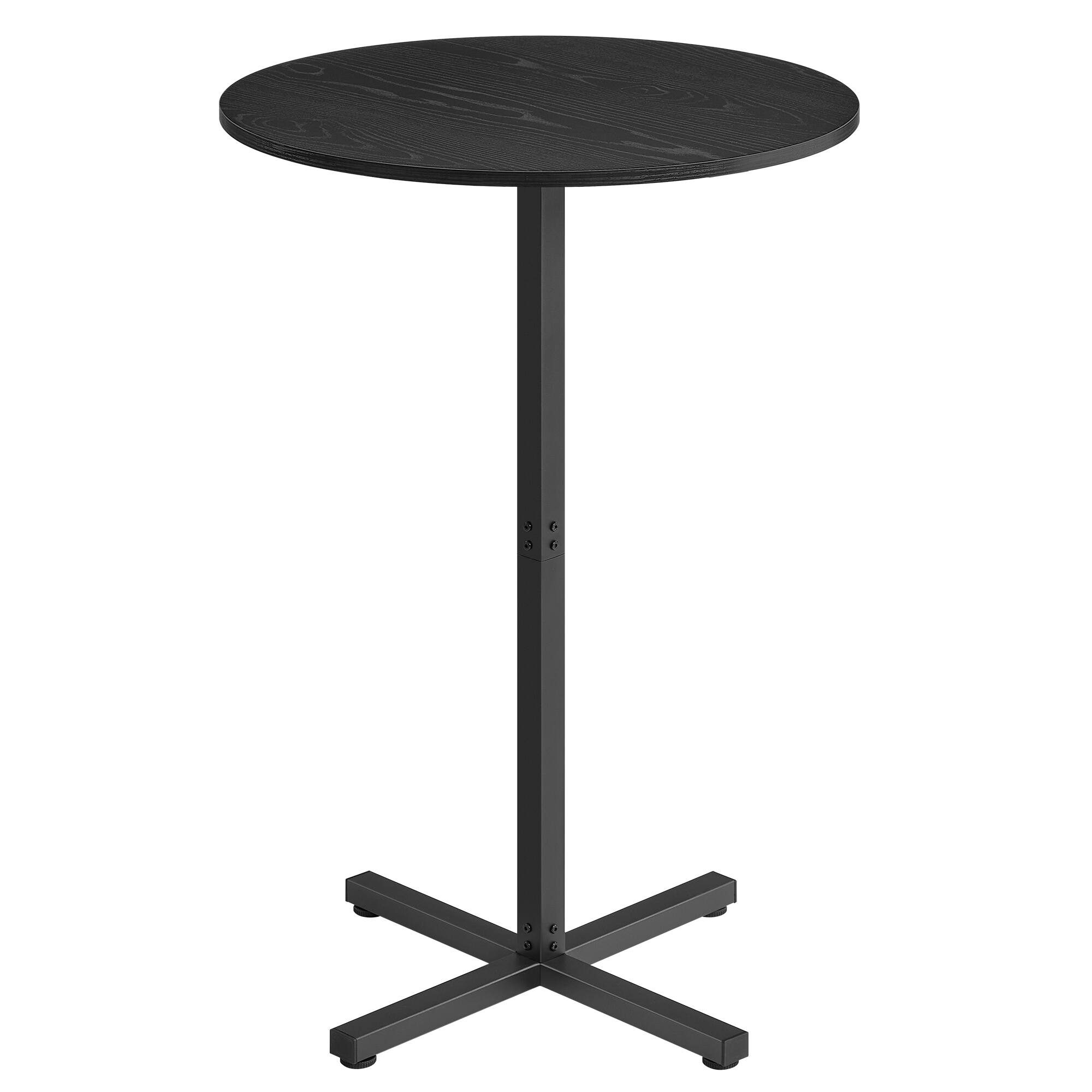 Front. Songmics Home - Round Cocktail Table, High Top Bar Pub Table with Metal Frame and Cross Base, for 2-3 People, Modern, Easy to Assemble - Ebony Black.