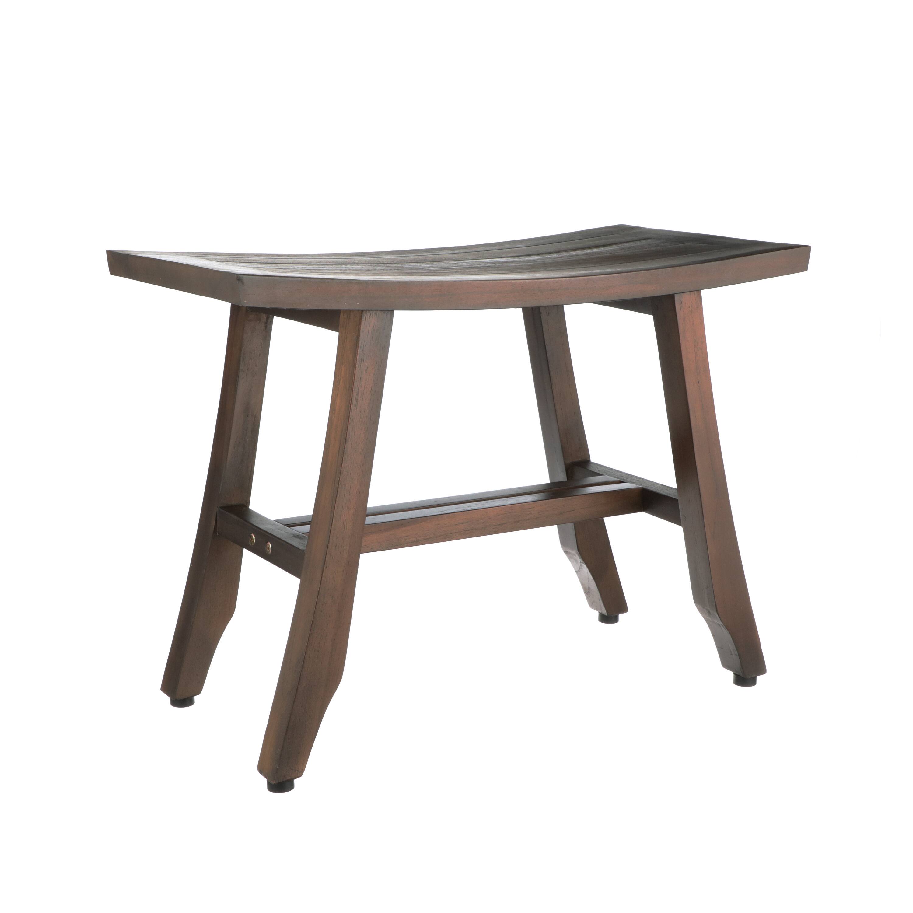 Back. DecoTeak - DecoTeak® Satori® 24" Teak Wood Shower Bench in Woodland Brown Finish - Woodland Brown.