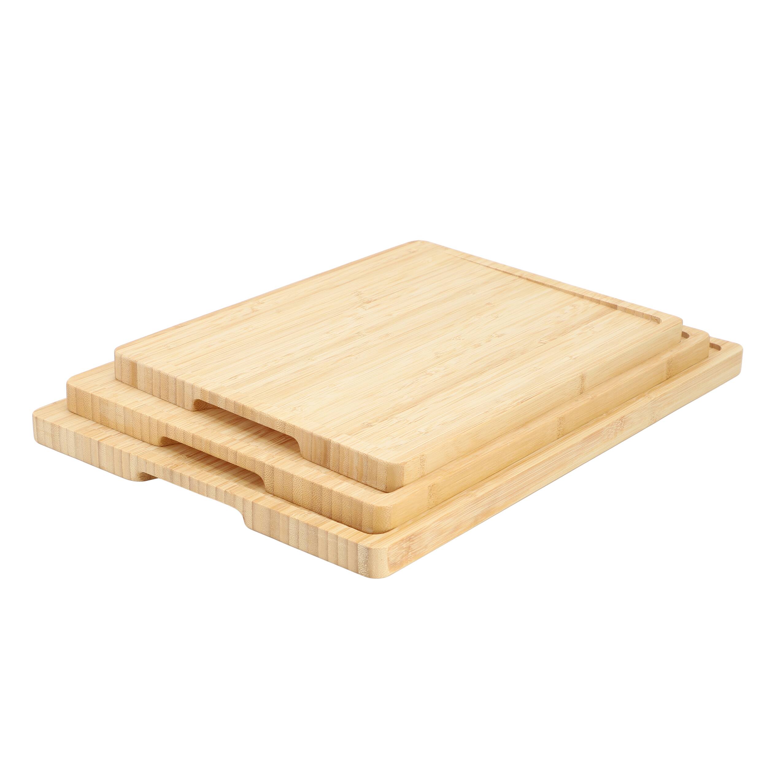 Alt View 2. MegaChef - MegaChef 3 Piece Bamboo Cutting, Prep and Serving Boards with Slanted Juice Groove - Brown.