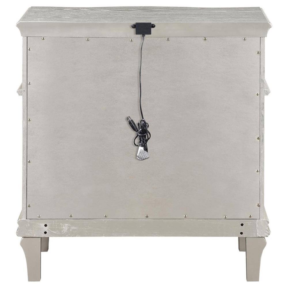 Back. Coaster Home Furnishings - Evangeline 3-drawer Nightstand - Silver.
