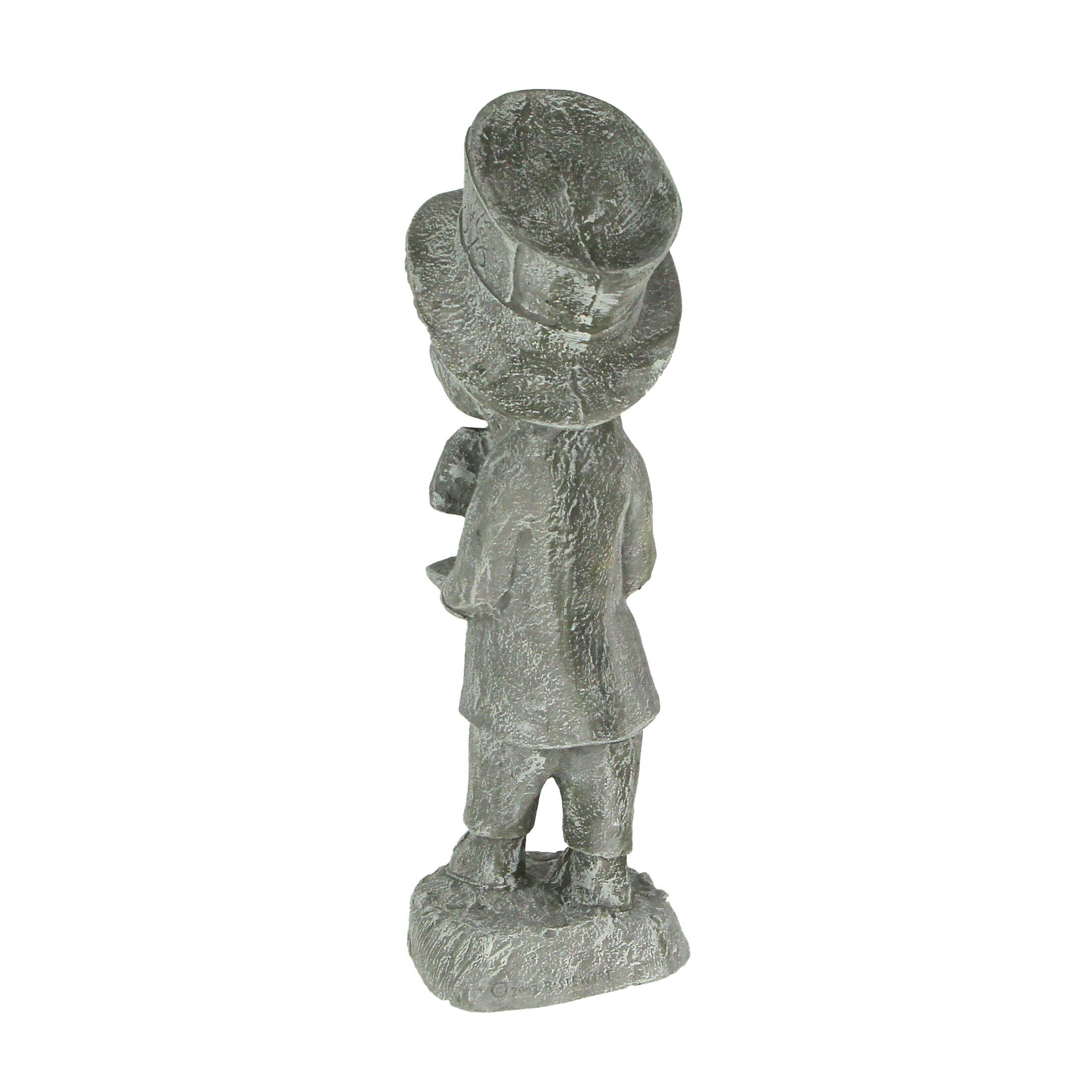 Alt View 2. Things2Die4 - Mad Hatter Alice in Wonderland Light Gray Finish Statue 19 in-CEMENT - Grey.