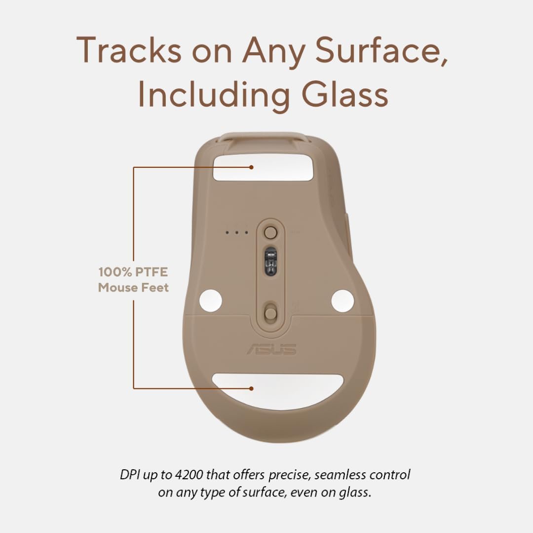 Tracks on Any Surface, Including Glass

100% PTFE Mouse Feet

DPI up to 4200 that offers precise, seamless control on any type of surface, even on glass.