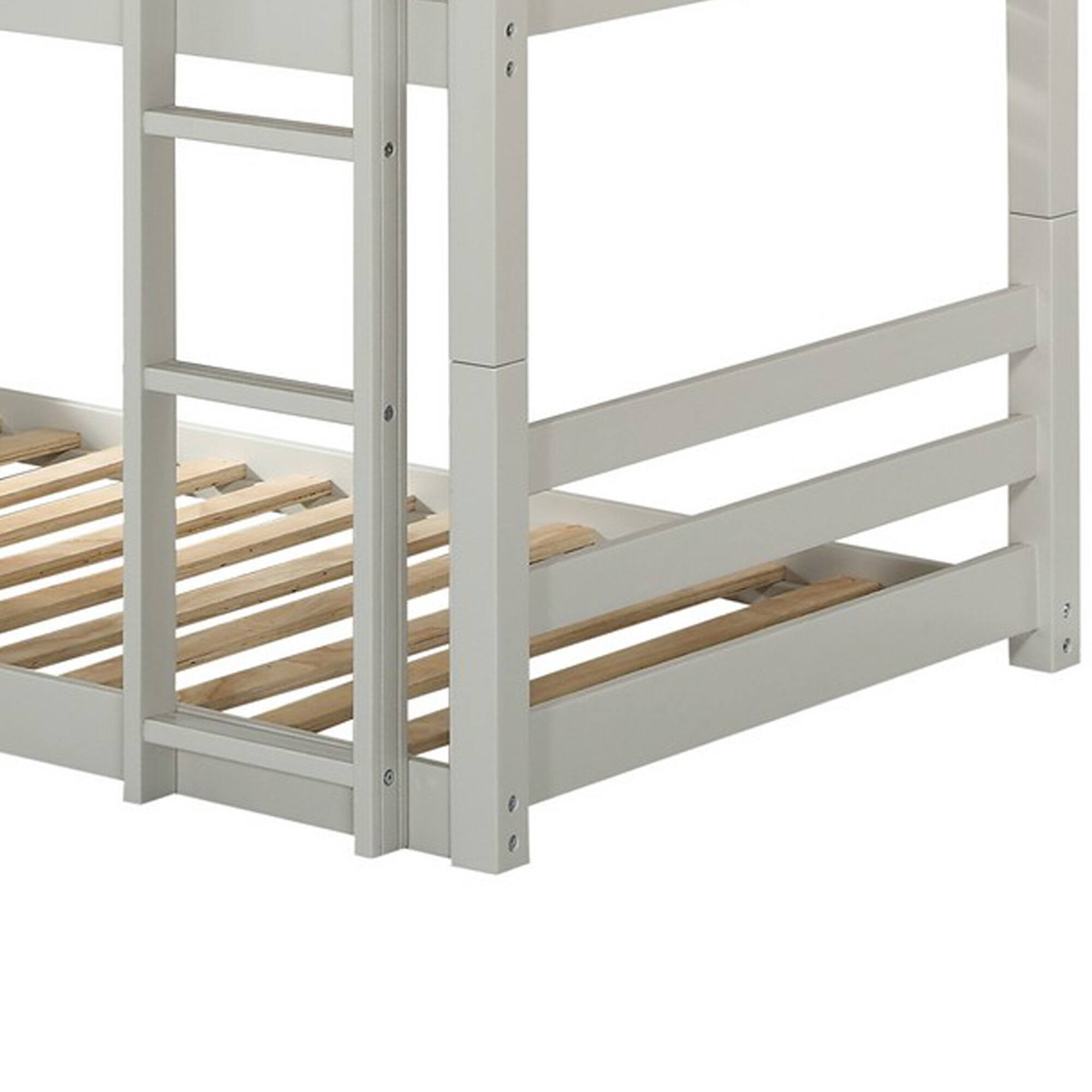 Alt View 3. Manhattan Lane - Twin Size 3 Tier Wooden Bunk Bed with Ladder, White - White.