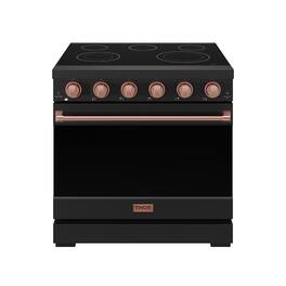Gordon Ramsay Series by Thor Kitchen 6.0 Cu. Ft Freestanding Electric Range with Rose Gold Hardware - Black