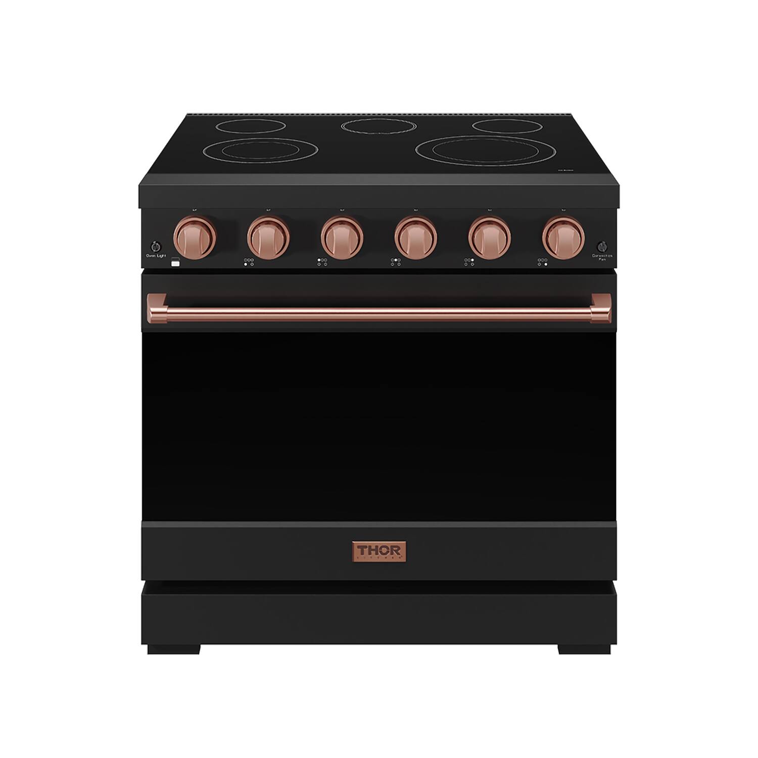 Front. Thor Kitchen - Gordon Ramsay Series by Thor Kitchen 6.0 Cu. Ft Freestanding Electric Range with Rose Gold Hardware - Black.