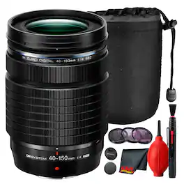 OM System - 40-150mm f/4 ED PRO MFT Telephoto Zoom Lens Bundle - Black
