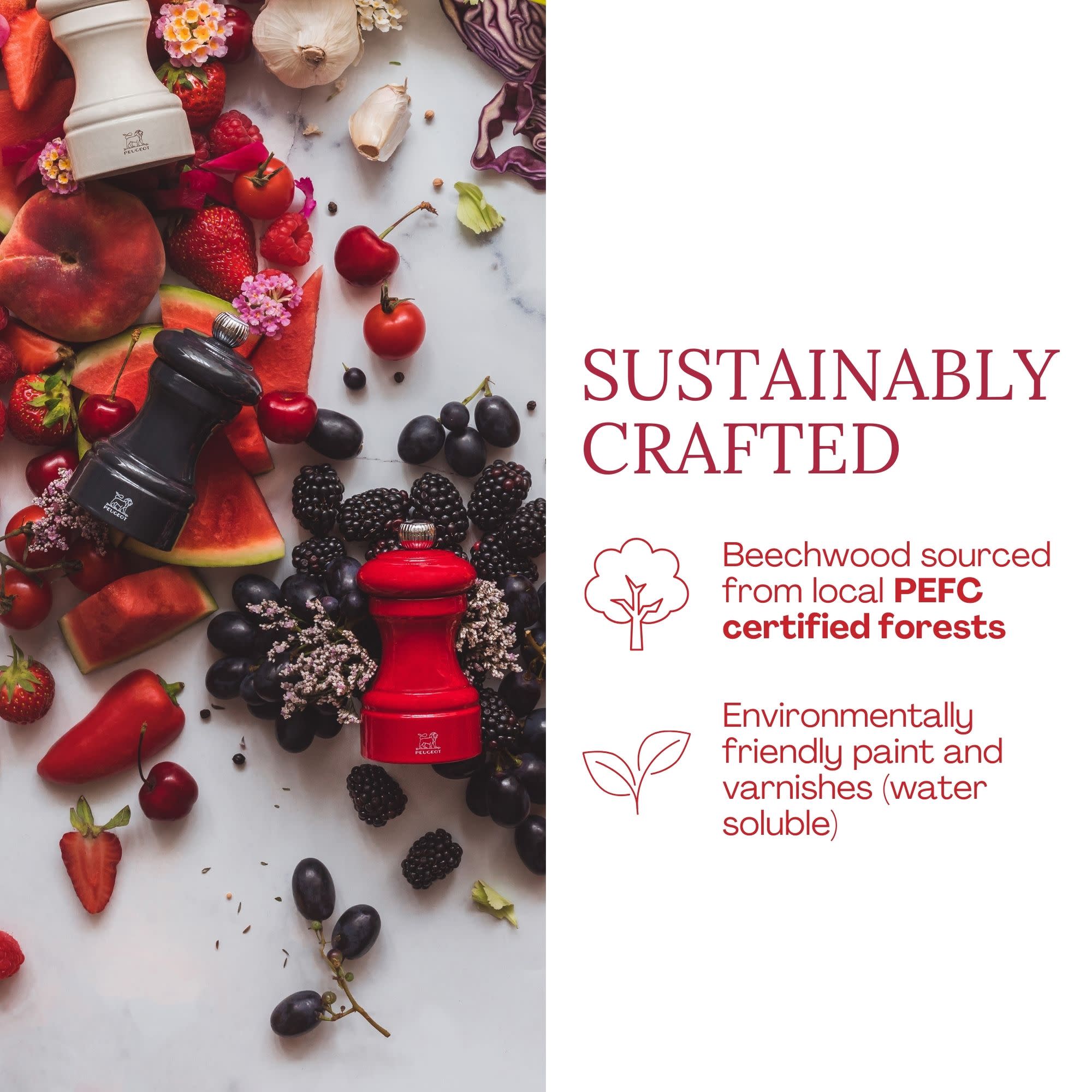 SUSTAINABLY CRAFTED

Beechwood sourced from local PEFC certified forests

Environmentally friendly paint and varnishes (water soluble)