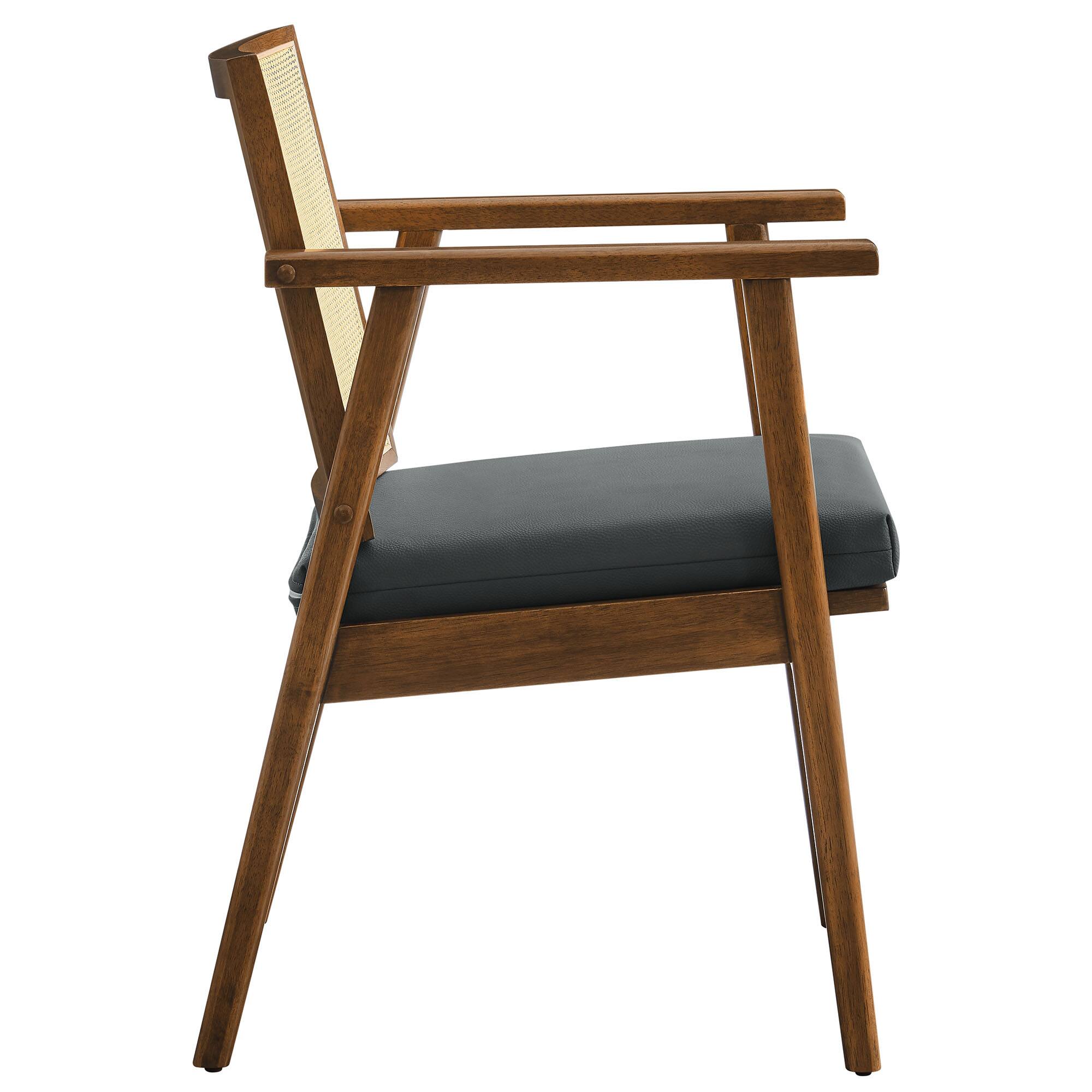 Alt View 1. Modway - Thera Vegan Leather and Cane Accent Armchairs Set of 2 by Modway - Black.
