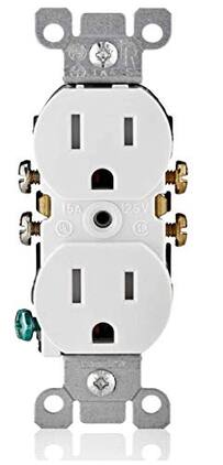 Leviton - T5320-WMP M22 Straight-Blade Tamper-Resistant Duplex Receptacle, 125 V, 15 A, 2-Pole 3-Wire, Pack of 10 - White