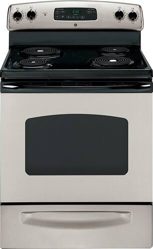 Front Standard. GE - 30" Self-Cleaning Freestanding Electric Range - Silver.