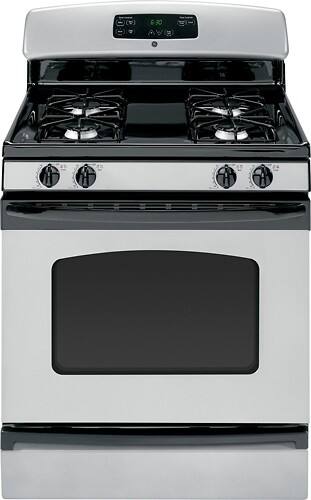 Front Standard. GE - 30" Freestanding Gas Range - Silver.