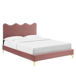 Modway - Current Performance Velvet Queen Platform Bed - Red