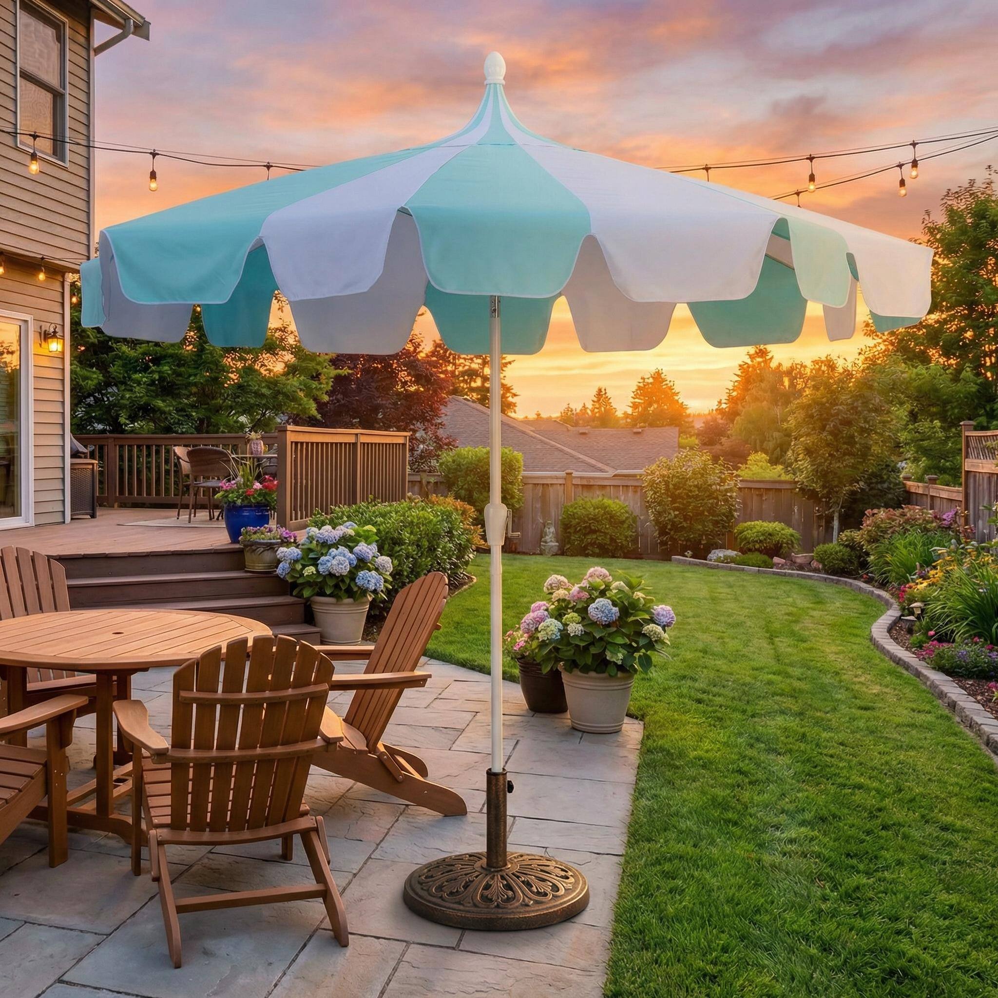 Alt View 9. Mondawe - 10 ft. Pagoda Patio Umbrella with Crank Lift and Tilt Adjustable - Aqua.