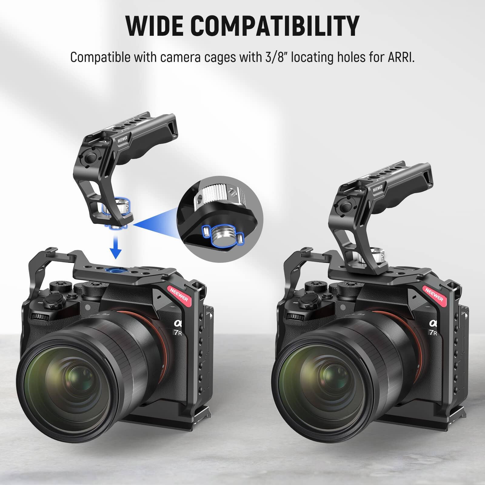 WIDE COMPATIBILITY  
Compatible with camera cages with 3/8" locating holes for ARRI.