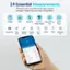 14 Essential Measurements: 14 metrics are recorded in the app, check it and gain insight into your body composition. Weight, BMI, Body Fat, Fat-free Subcutaneous Body, Body Weight, Fat Type, Visceral Fat, Body Water, Skeletal Muscle, Muscle Mass, Bone Mass, Protein, BMR, Metabolic Age, Skeletal Muscle Index.