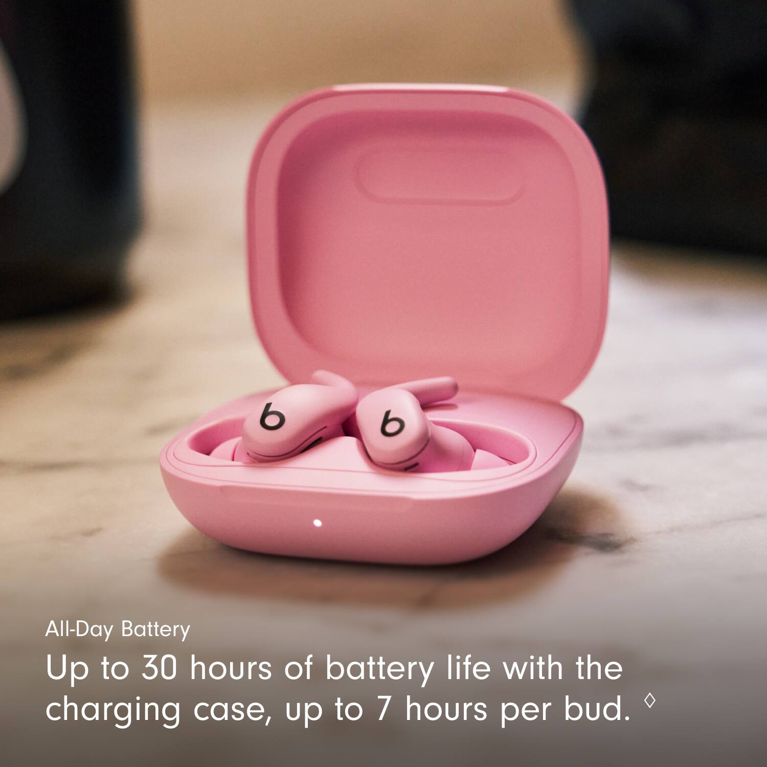 All-Day Battery  
Up to 30 hours of battery life with the charging case, up to 7 hours per bud.
