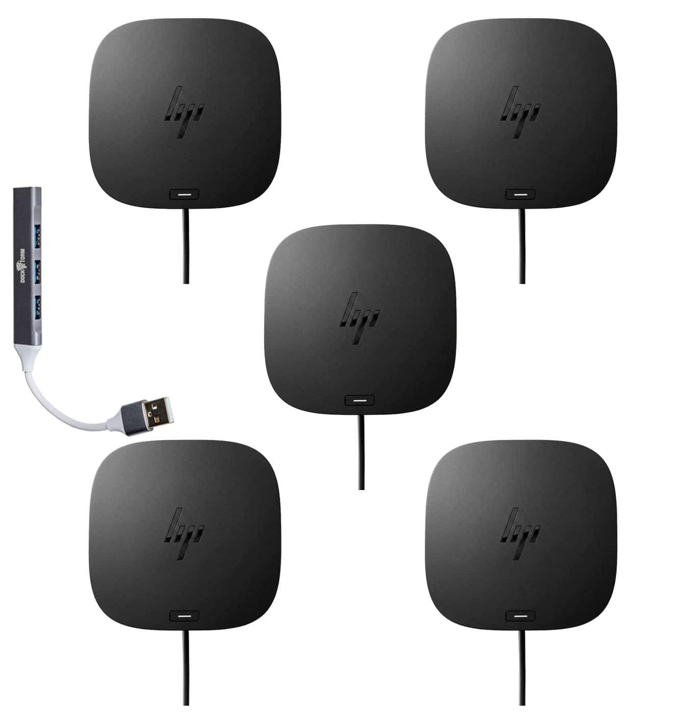 HP - USB-C 100W G6 Docking Station BS7S5AA#ABA Bundle with Dockztorm Hub, HDMI, DisplayPort, Ethernet, USB-A Ports 5 Pack - Black