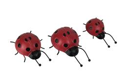 Things2Die4 - Set of 3 Metal Ladybug Art Sculptures Garden Decor Indoor Outdoor Decorations - Multicolored