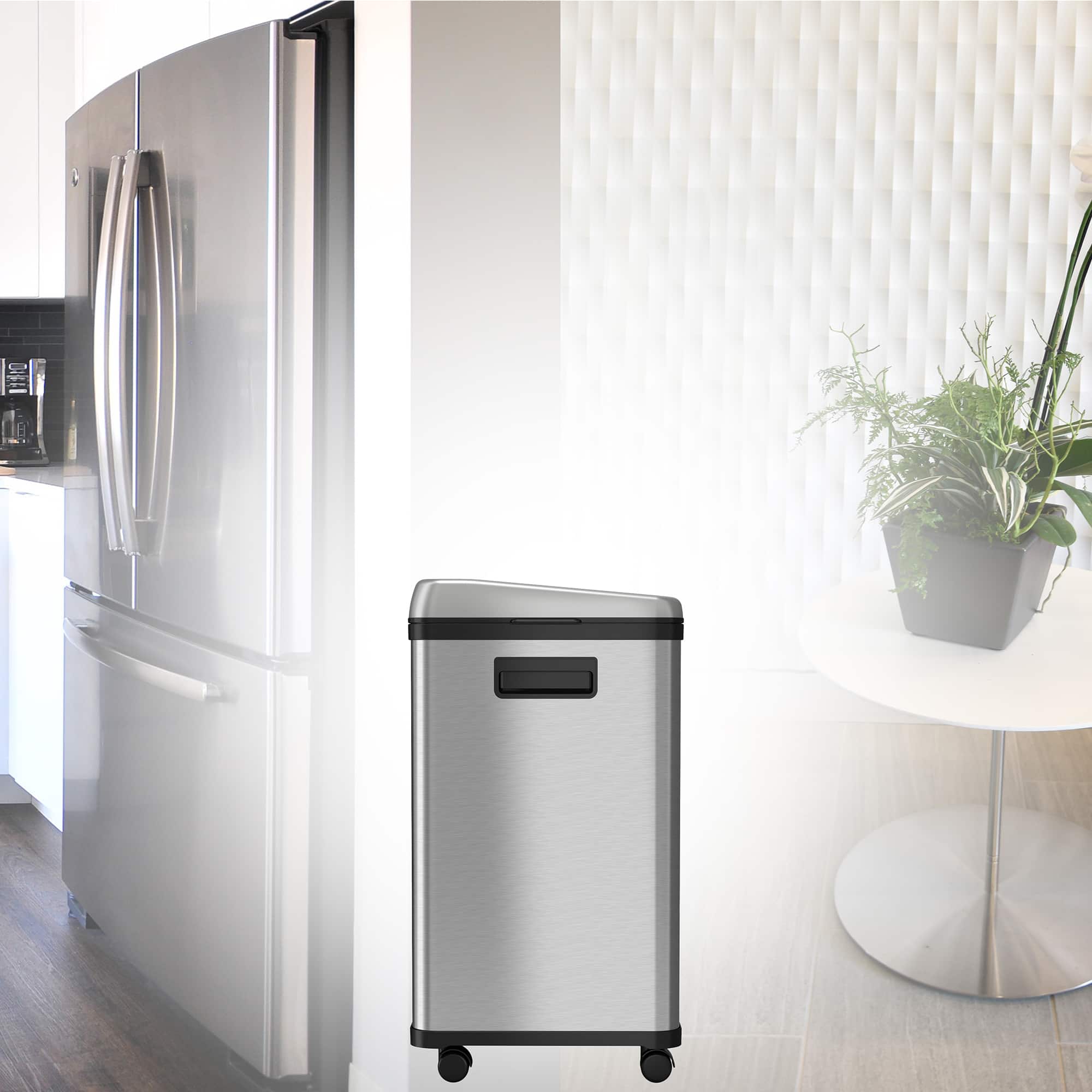 Alt View Zoom 12. iTouchless - 16-Gal. Touchless Recycle Trash Can - Stainless Steel.