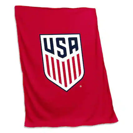 Front. Logo Brands - USMNT 54" x 84" Team Sweatshirt Blanket - Navy.