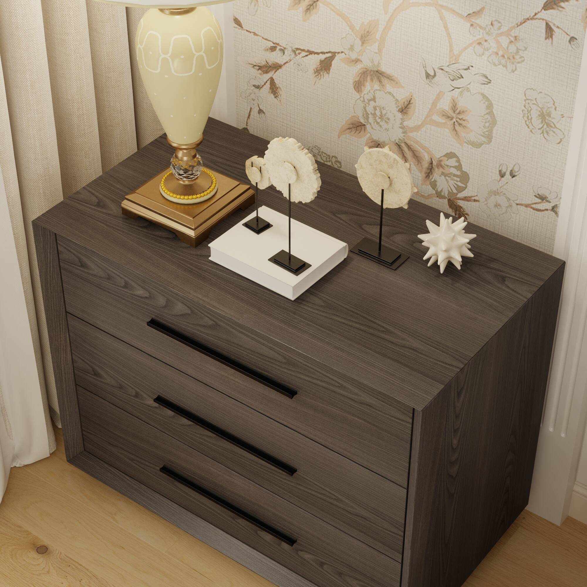 Alt View 7. Famapy - Famapy 3 - Drawer Nightstand: Organized Storage + Anti - Tipping Safety - Brown.