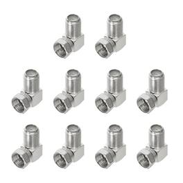 Unique Bargains - 10pcs Right Angle Coaxial Connector, F Female to F Male, 75 Ohm, for Broadcast, Antenna, Amp, CB Radio - Silver