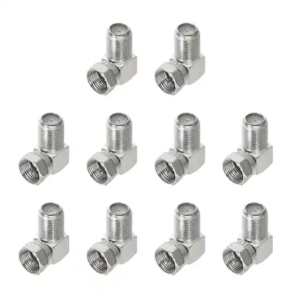 Front. Unique Bargains - 10pcs Right Angle Coaxial Connector, F Female to F Male, 75 Ohm, for Broadcast, Antenna, Amp, CB Radio - Silver.