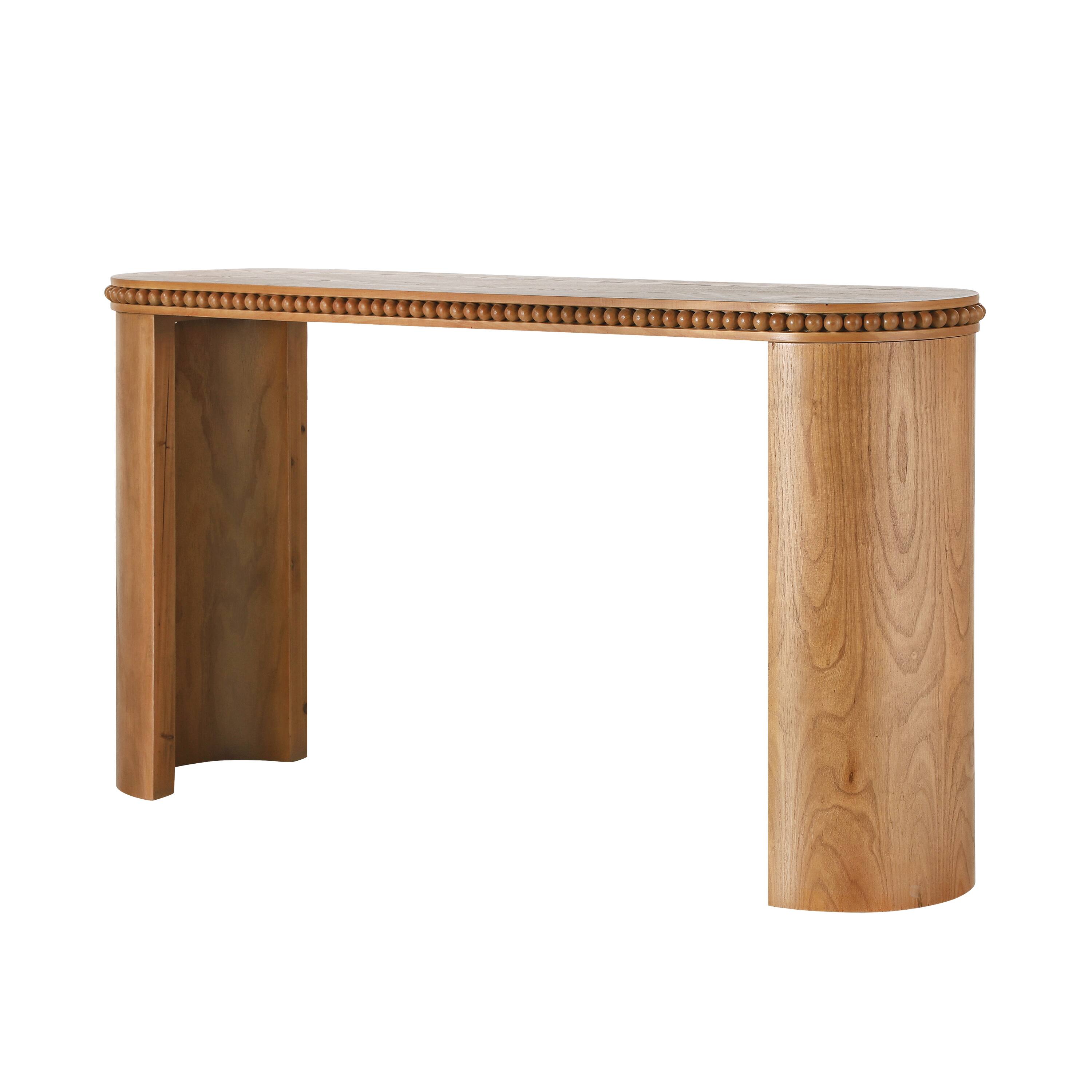 Alt View 7. Spaco - Spaco Vintage Console Table with Beaded Trim and Reversible Curved Legs, Wood Veneer Finish for Hallway Living Room Sofa - Brown.