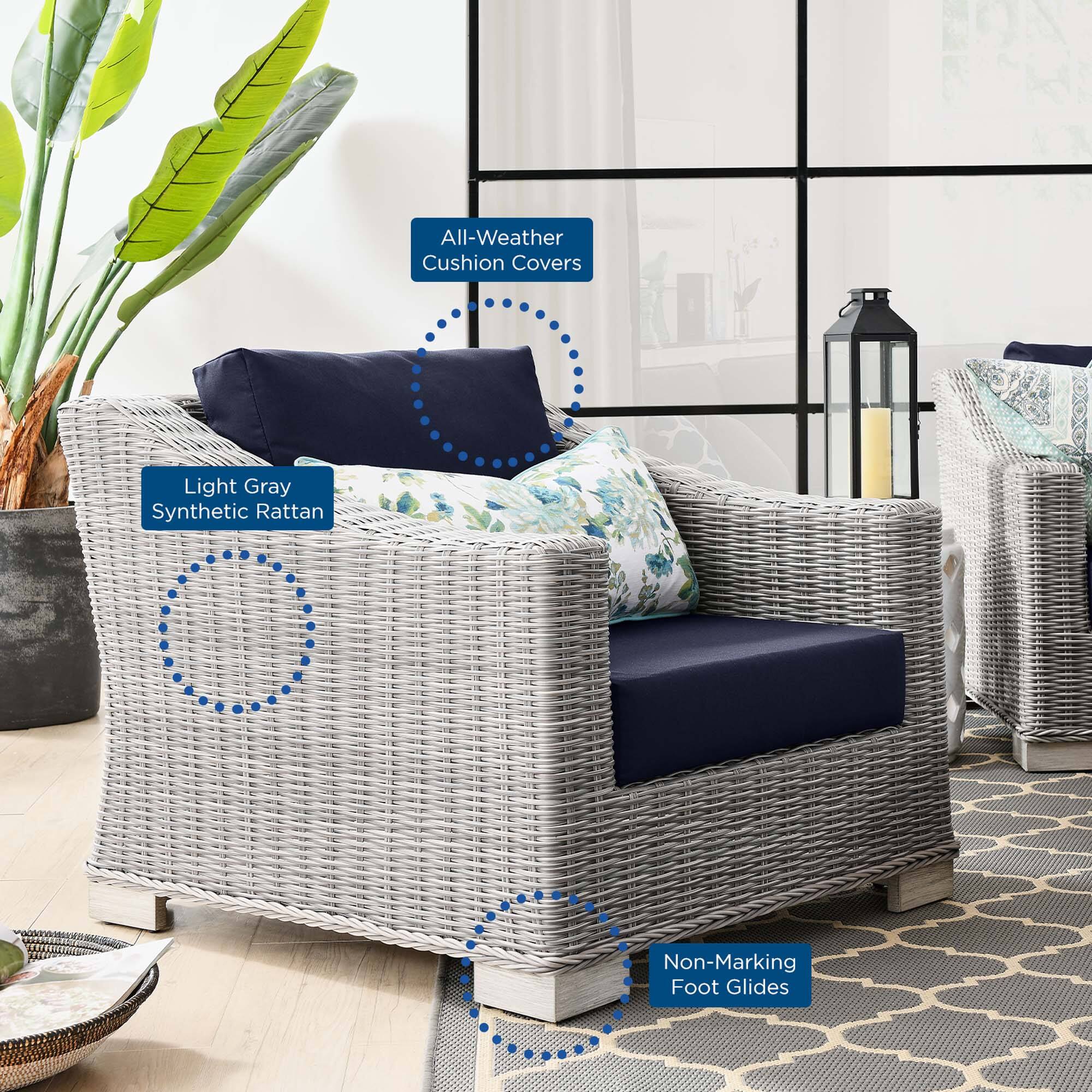 All-Weather Cushion Covers  
Light Gray Synthetic Rattan  
Non-Marking Foot Glides