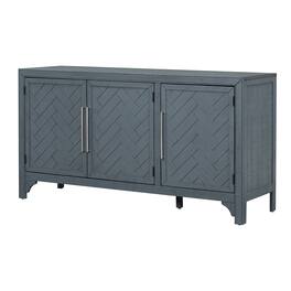 Spaco - Storage Cabinet Sideboard, Buffet with Pine Veneer and MDF, 3 Door with Adjustable Shelves for Living Room - Navy Blue