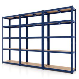 Costway - 3 PCS 5 Tier Adjustable Garage Shelving Unit with 2000 lbs Max Load for Warehouse - Blue