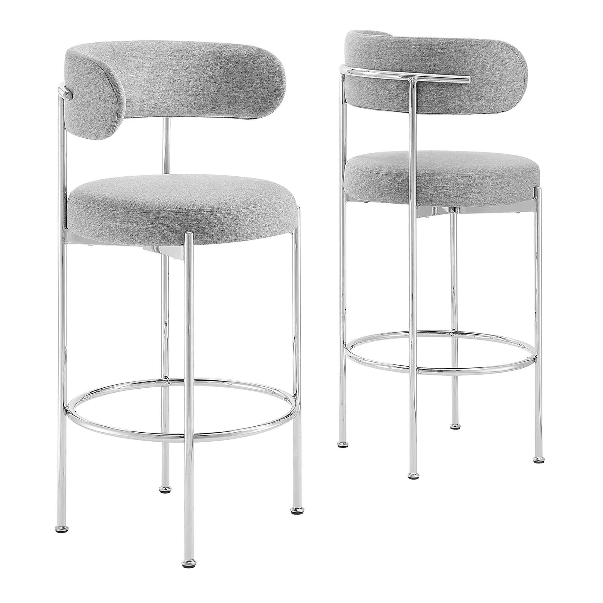 Angle. Modway - Albie Fabric Bar Stools Set of 2 by Modway - Gray Silver.