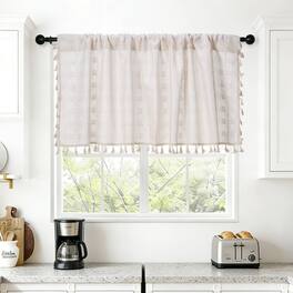Unique Bargains - Curtain Valances, 18"x52" Semi Sheer Rod Pocket for Small Windows Living/Bed/Bath/Kitchen, Set of 1 Panel - Apricot