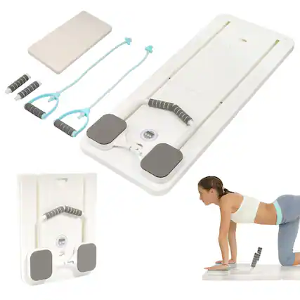 Front. Fitvids - Fitvids 5 in 1 Multi Purpose Pilates Reformer Board Set and Core Trainer, White - White.