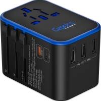 Ceptics - Universal Travel Adapter, 35W International Power Adapter with PD & QC 3.0 Dual USB-C, 3 USB Travel Adapter Worl - Black