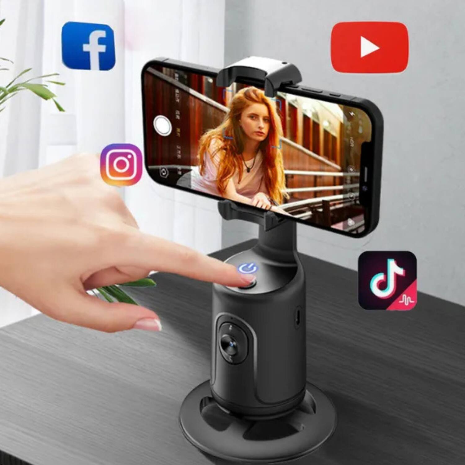 Angle. Stock Preferred - Selfie AI Videographer 3-in-1 Auto Motion Hands-Free Phone Mount - Pink - Pink.