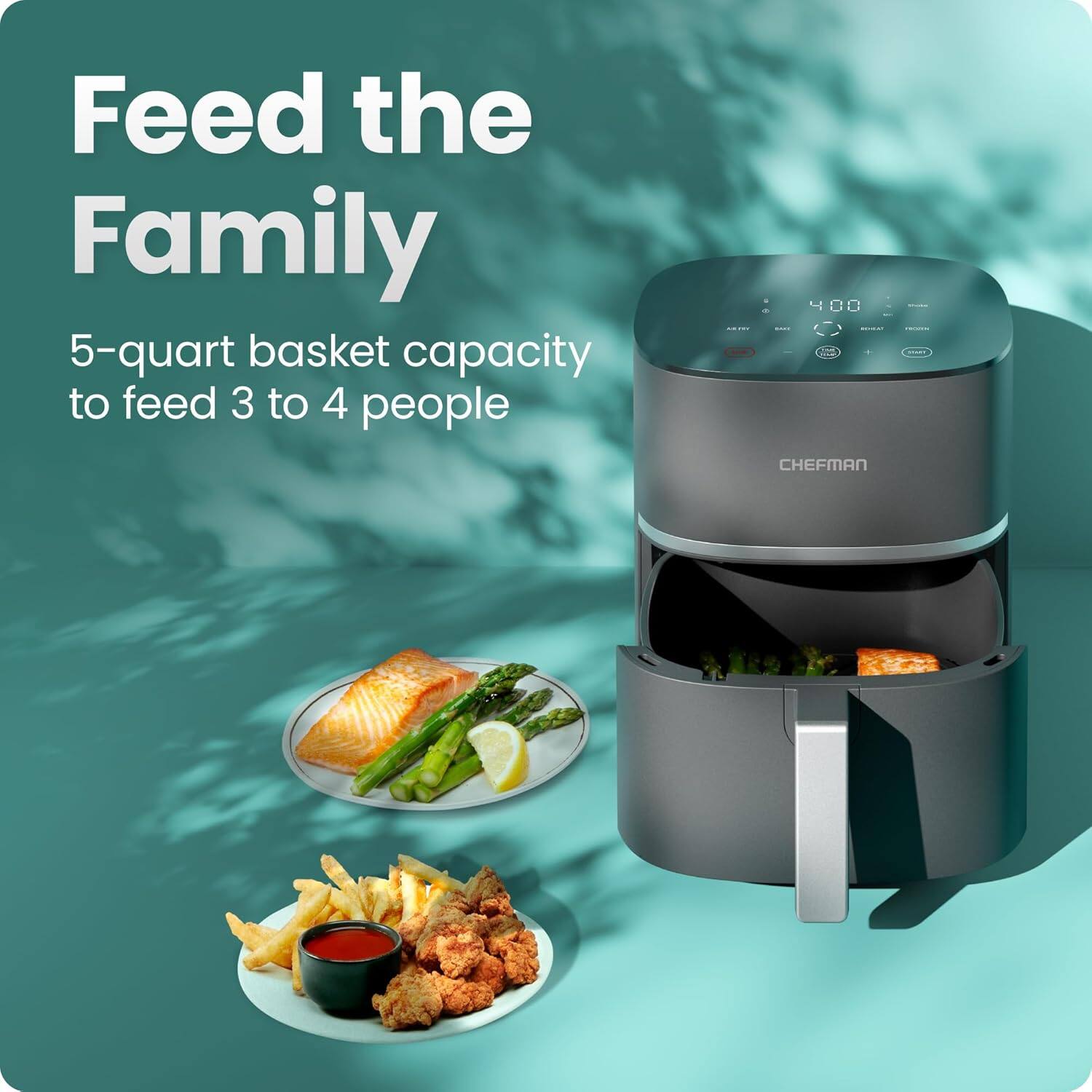 Feed the Family

5-quart basket capacity to feed 3 to 4 people

CHEFMAN