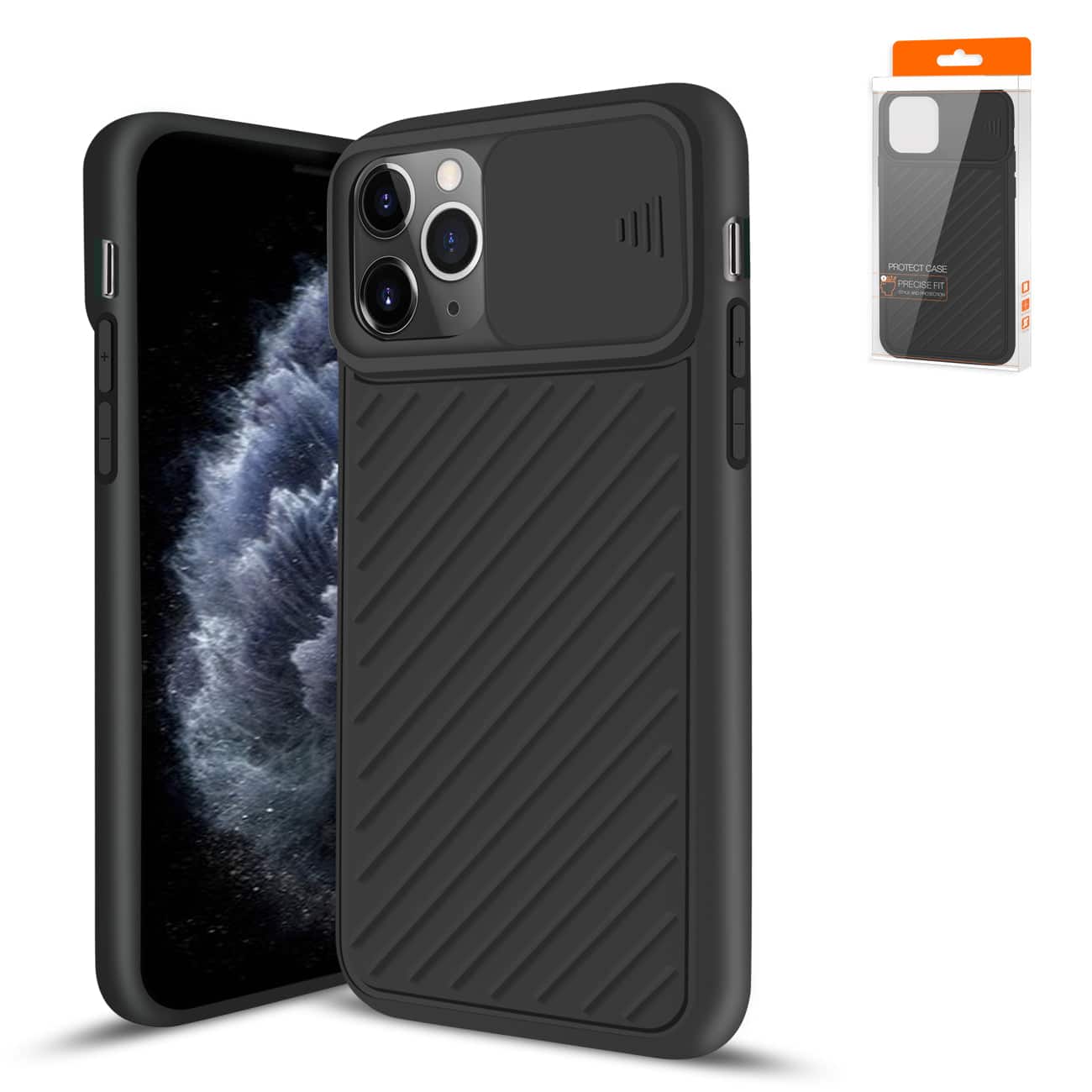 Reiko - Camshield Series Case With Slide Camera Cover Tpu Case For Apple Iphone 11 Pro Max In - Black