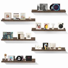 BOMEDA - 6 Pack 24 in Floating Shelves Picture Ledge, Wall Mounted Shelves for Living Room, Bedroom & Nursery Storage Display - Smoke gray