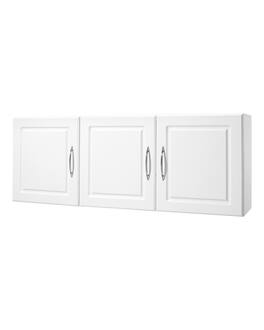 VEVOR - Laundry Room Wall Cabinet, 2-Tier Wall Mounted Hanging Cabinet with 3 Doors, 12.44 x 54 x 20.31 in (D x W x H) - White