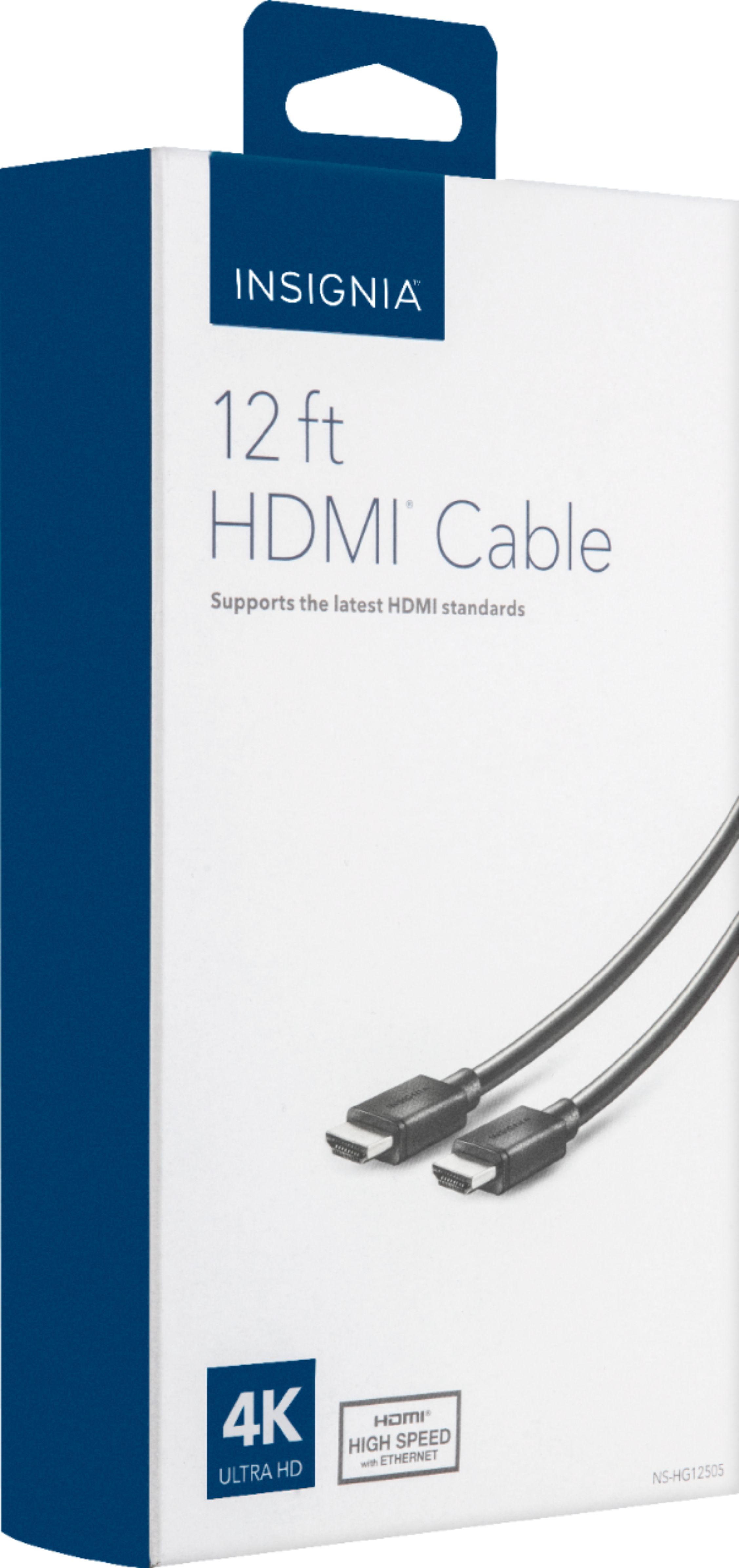 Angle View: Insignia™ - 12' 4K Ultra HD HDMI Cable - Black