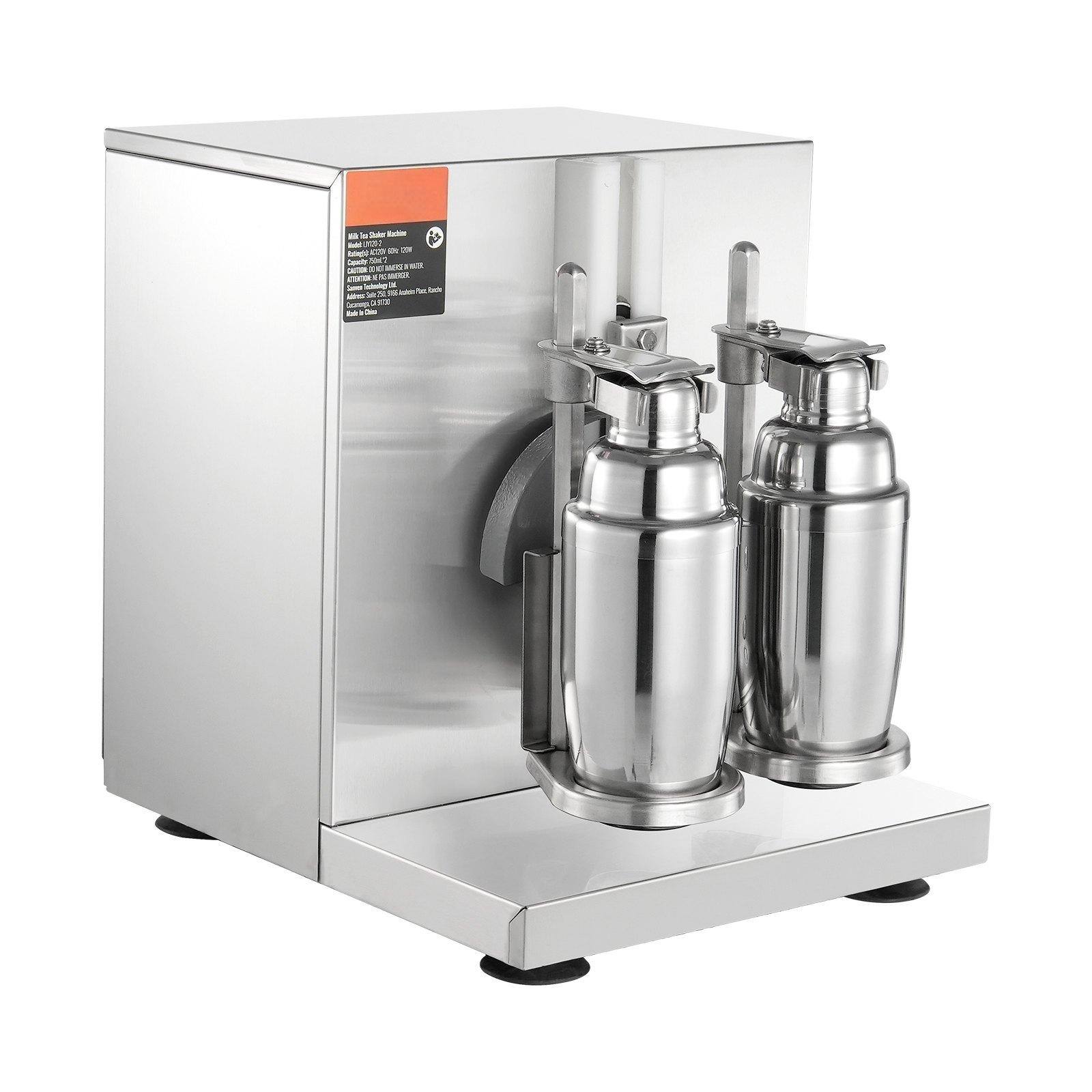 Alt View 9. Glintex - Milkshake Maker Machine Double Head 120W Commercial Mixer Adjustable Timer with Stainless Cup - Silver.