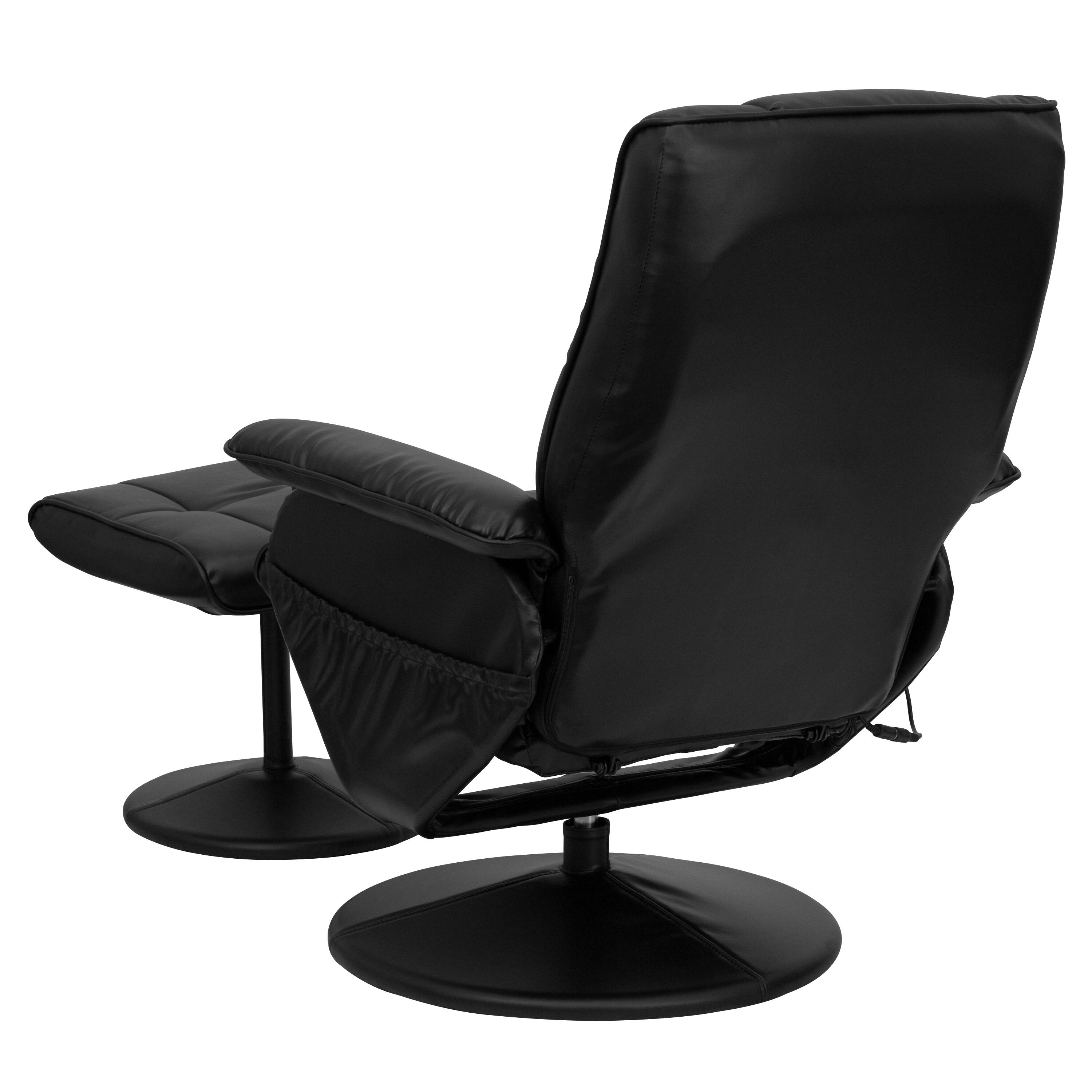 Alt View 4. Emma + Oliver - Massaging Multi-Position Recliner and Ottoman with Wrapped Base - Black.