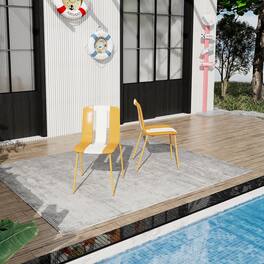 Mondawe - 4-Pack Modern Striped Color Block Chairs – PP Plastic Seat & Sturdy Metal Legs - Orange,White