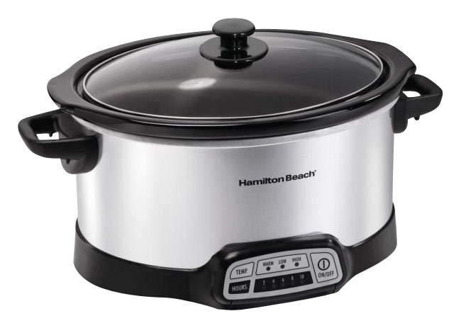 Angle View: Hamilton Beach - 6-Quart Slow Cooker - Stainless Steel