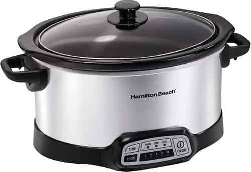 Hamilton Beach - 6 Quart Programmable Slow Cooker - Stainless Steel - Front_Zoom