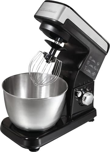 Angle. Hamilton Beach - Tilt-Head Stand Mixer - Black/Silver.
